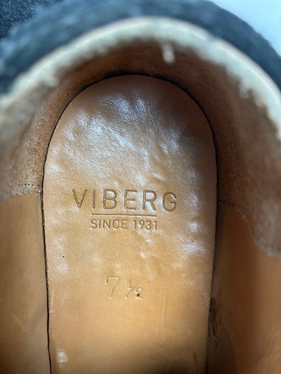 Viberg Derby Calf Suede Shoe Black Size 8.5 US 7.5 Brand Luxury Handmade main image 5